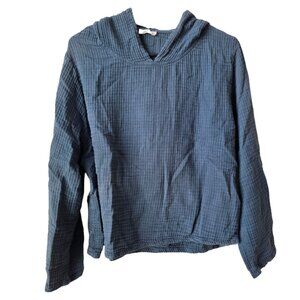 Sloan Blue Textured Gauze Pullover Hoodie